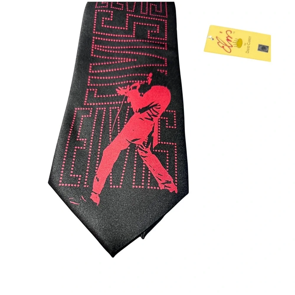 Elvis Presley David Carey EP 68 Special Tie Black Red Rock and Roll Necktie NWT